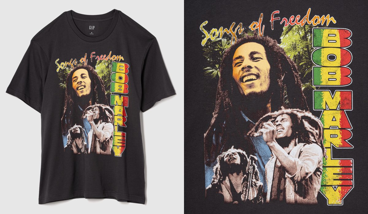 ヴィンテージ ボブマーリー グラフィック NO FEAR ロックTシャツ GAPがボブ・マーリーら、レジェンドアーティストのコラボTシャツを発売